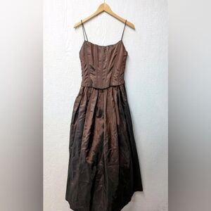 Brown Spaghetti-Strap Maxi Dress